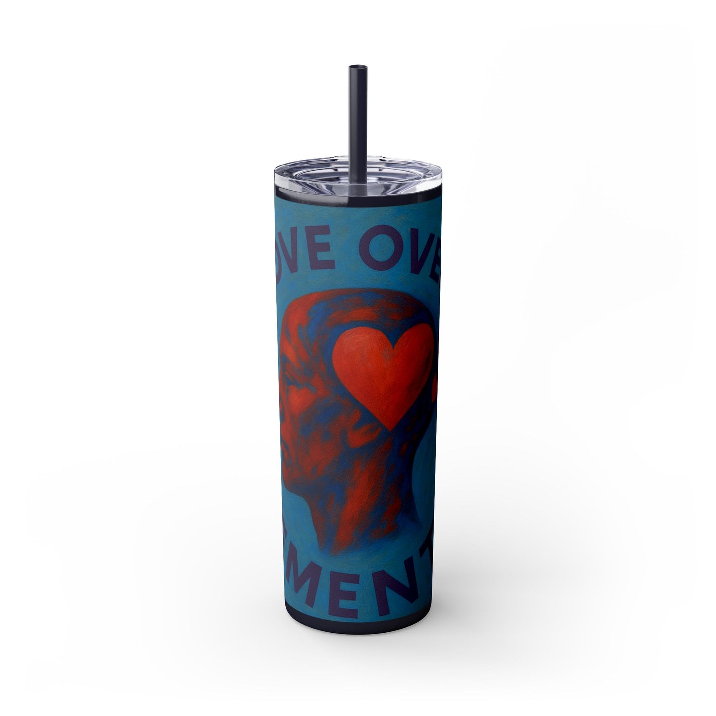 Love Over Dementia Skinny Tumbler, 20oz Travel Mug, Inspirational Gift for Caregivers, Mental Health Awareness, Awareness Fundraiser