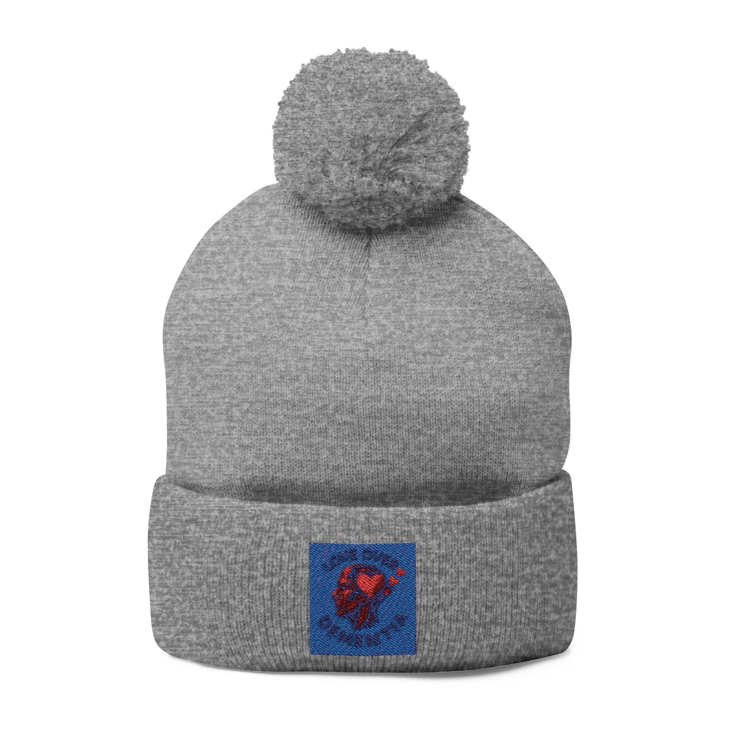 Cozy Pom-Pom Knit Cap with Heart Embroidery, Winter Beanie, Cute Gift for Him or Her, Fashion Accessory, Fall and Winter Style