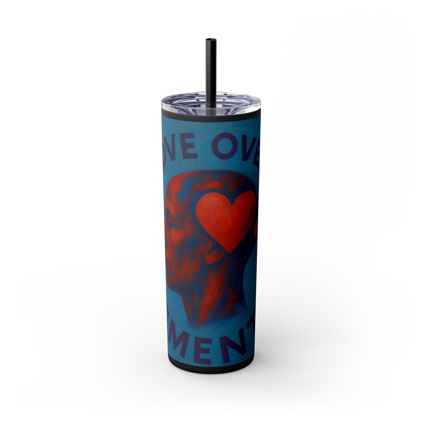 Love Over Dementia Skinny Tumbler, 20oz Travel Mug, Inspirational Gift for Caregivers, Mental Health Awareness, Awareness Fundraiser