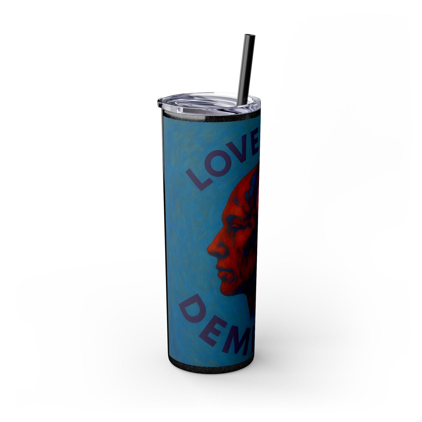 Love Over Dementia Skinny Tumbler, 20oz Travel Mug, Inspirational Gift for Caregivers, Mental Health Awareness, Awareness Fundraiser