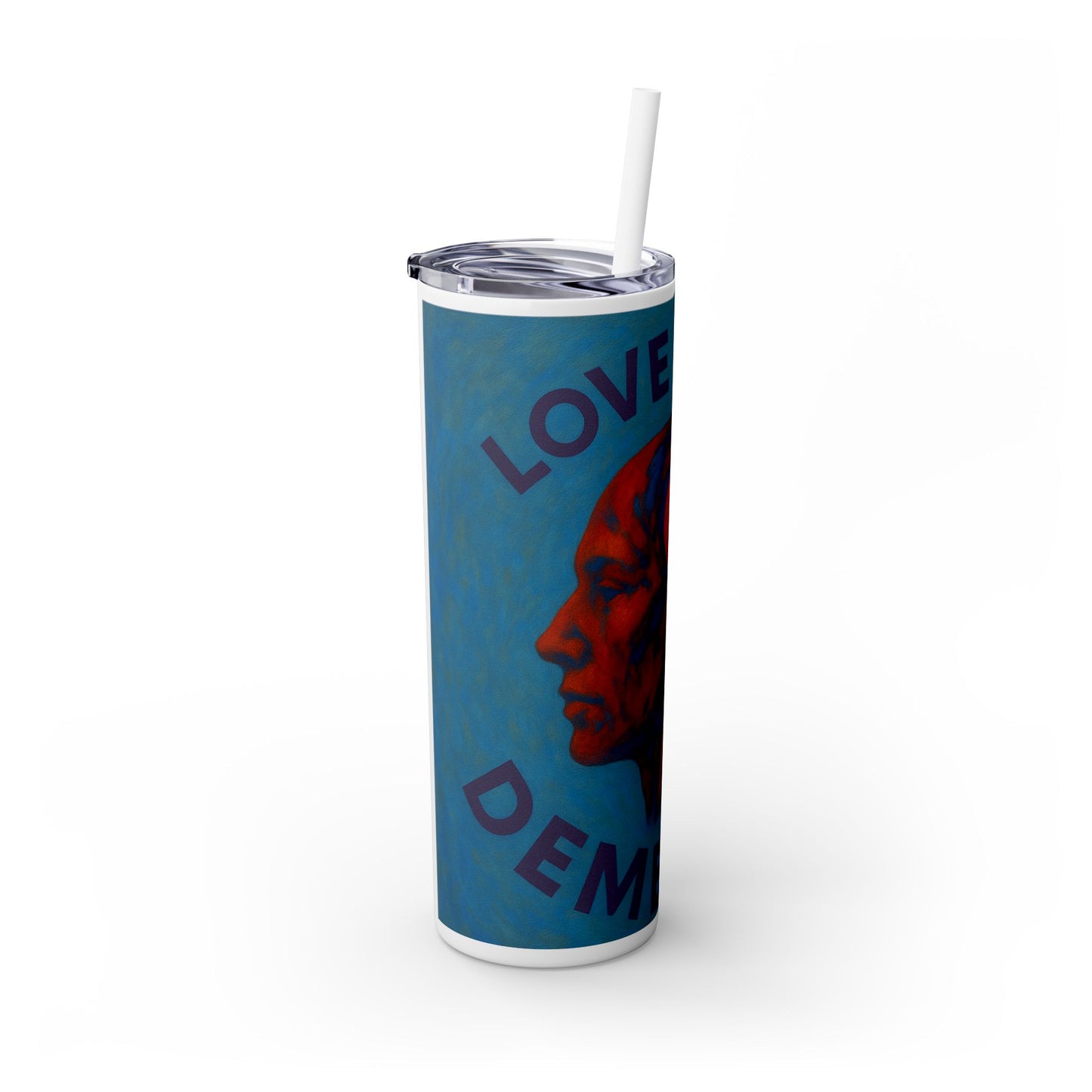 Love Over Dementia Skinny Tumbler, 20oz Travel Mug, Inspirational Gift for Caregivers, Mental Health Awareness, Awareness Fundraiser