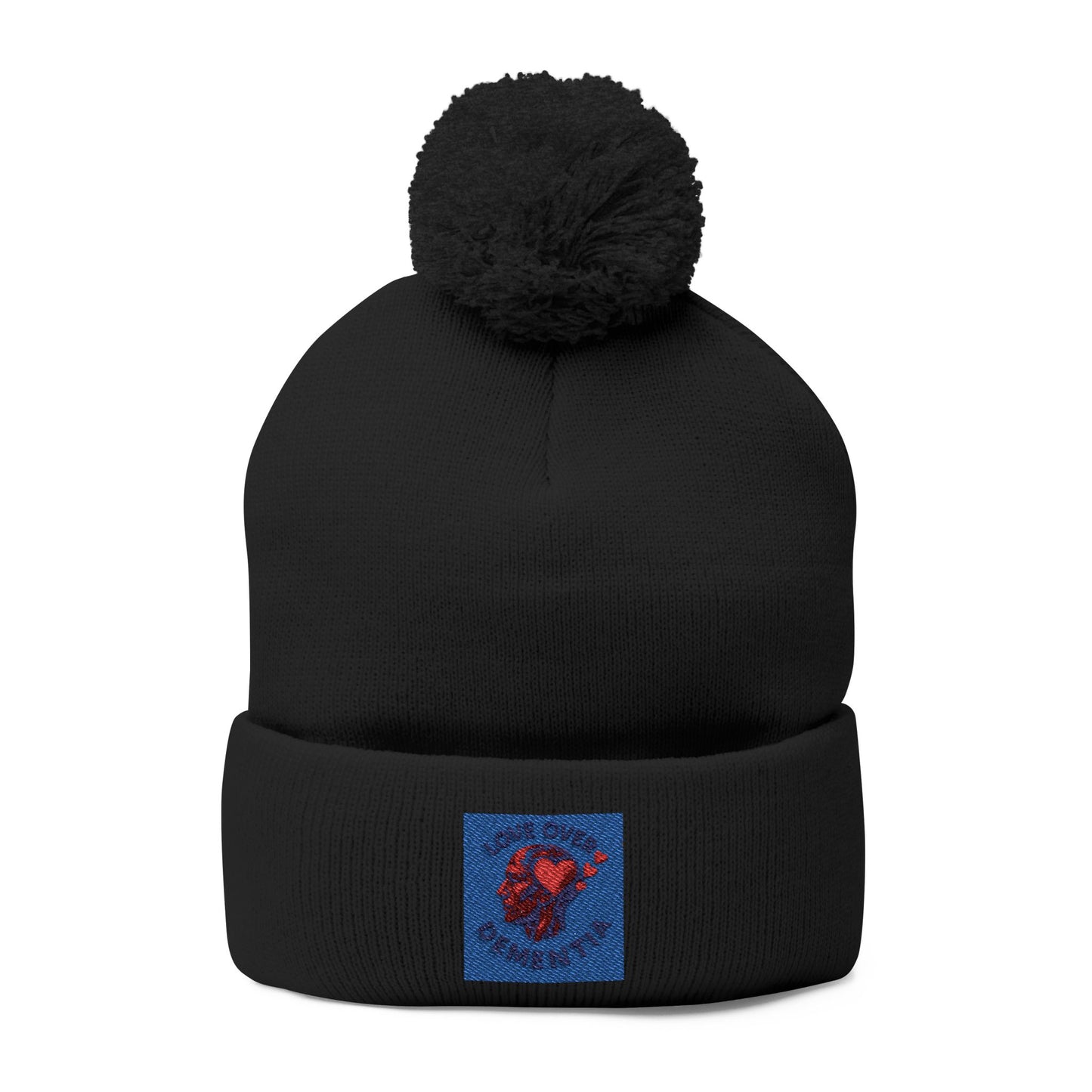 Cozy Pom-Pom Knit Cap with Heart Embroidery, Winter Beanie, Cute Gift for Him or Her, Fashion Accessory, Fall and Winter Style