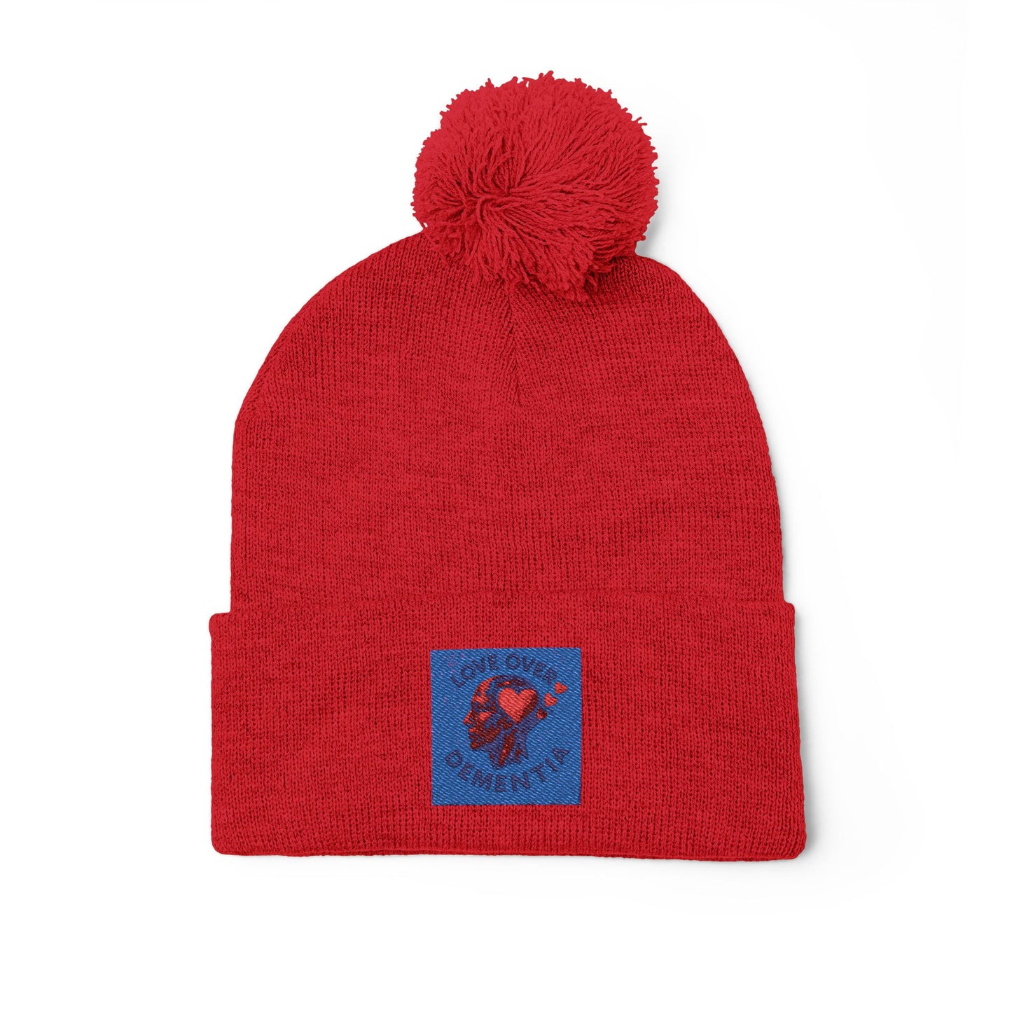Cozy Pom-Pom Knit Cap with Heart Embroidery, Winter Beanie, Cute Gift for Him or Her, Fashion Accessory, Fall and Winter Style