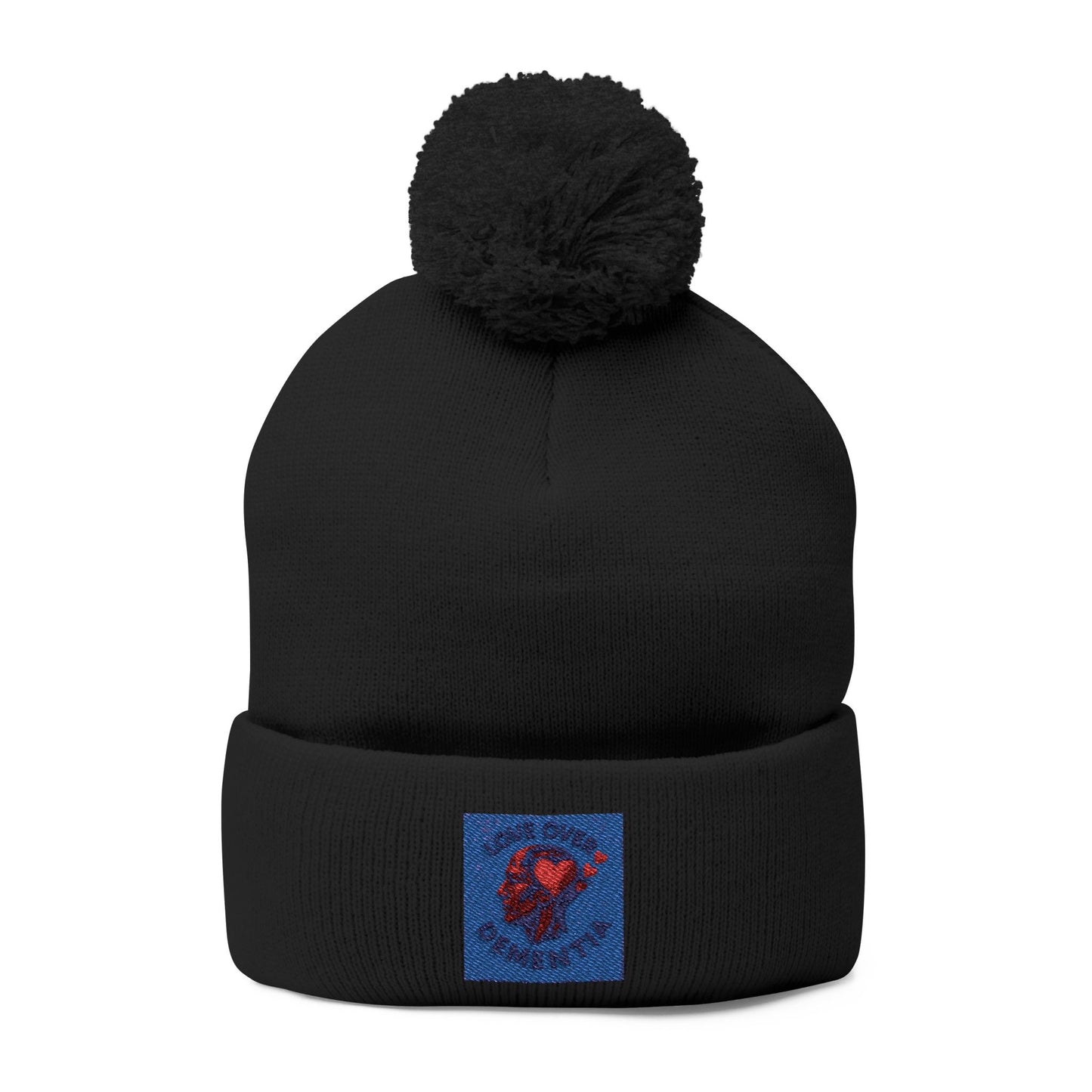 Cozy Pom-Pom Knit Cap with Heart Embroidery, Winter Beanie, Cute Gift for Him or Her, Fashion Accessory, Fall and Winter Style