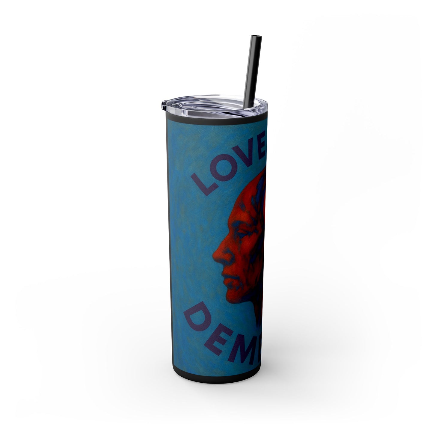 Love Over Dementia Skinny Tumbler, 20oz Travel Mug, Inspirational Gift for Caregivers, Mental Health Awareness, Awareness Fundraiser