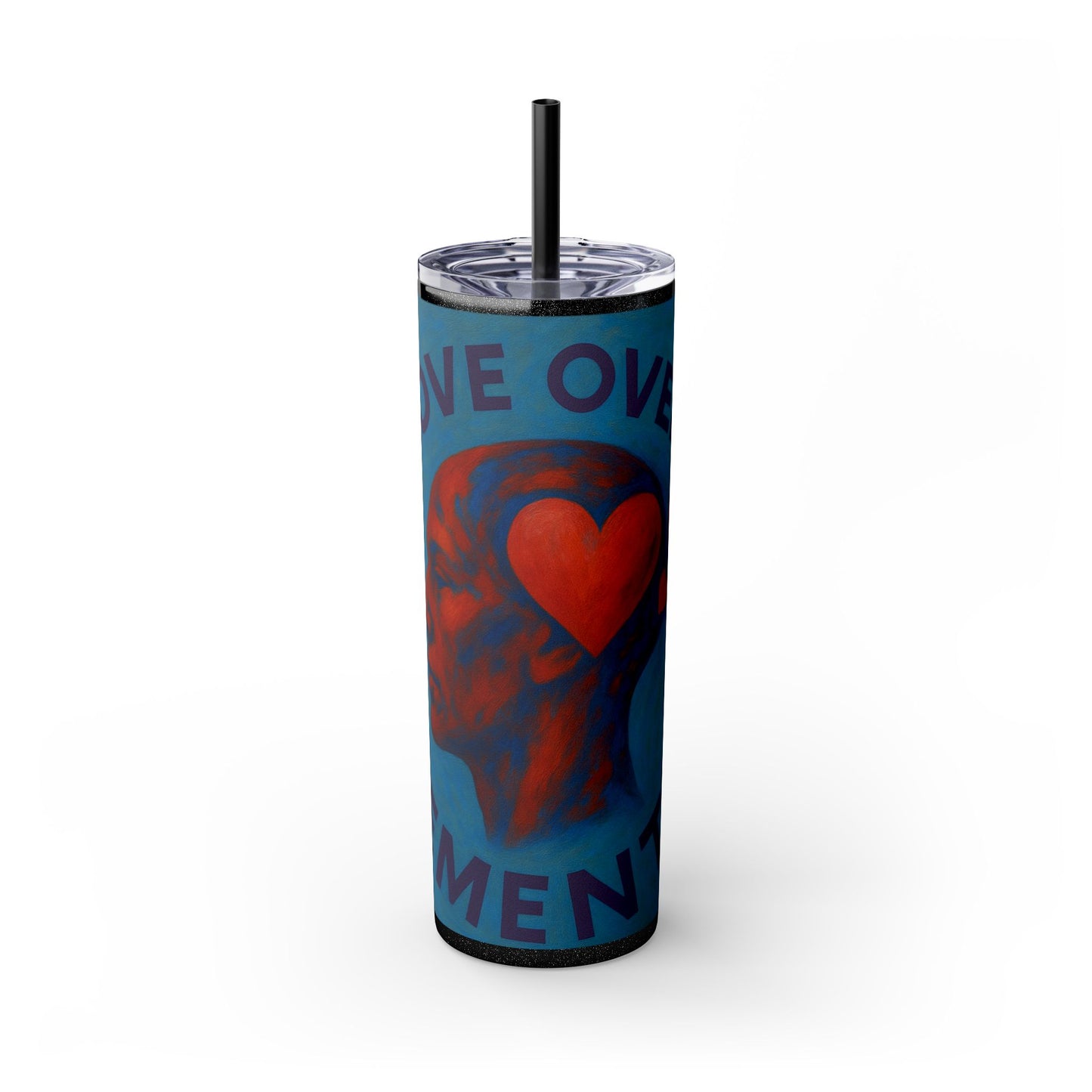 Love Over Dementia Skinny Tumbler, 20oz Travel Mug, Inspirational Gift for Caregivers, Mental Health Awareness, Awareness Fundraiser