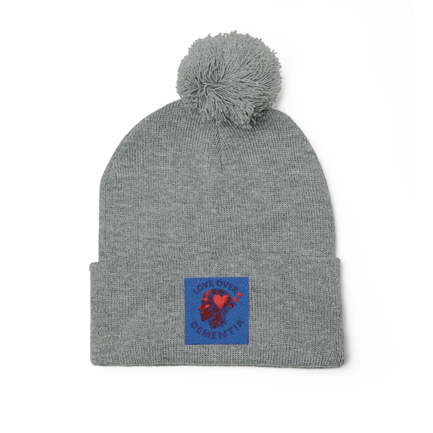Cozy Pom-Pom Knit Cap with Heart Embroidery, Winter Beanie, Cute Gift for Him or Her, Fashion Accessory, Fall and Winter Style