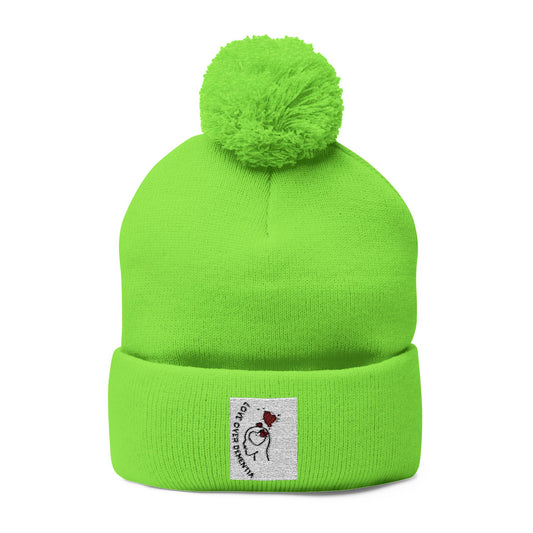 Cozy Pom-Pom Knit Cap - Winter Beanie, Embroidered Hat for Men & Women, Perfect for Gift or Everyday Use, Stylish Cold Weather Accessory