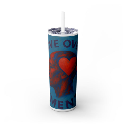 Love Over Dementia Skinny Tumbler, 20oz Travel Mug, Inspirational Gift for Caregivers, Mental Health Awareness, Awareness Fundraiser